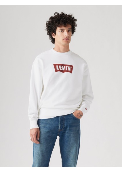 Premıum Erkek Beyaz Bisiklet Yaka Sweatshirt 003VK-0003