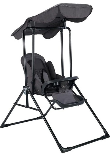 Yatak Olabilen Salıncak - 4 Pozisyonlu Tenteli Tepsili Emniyet Kemerli Salıncak