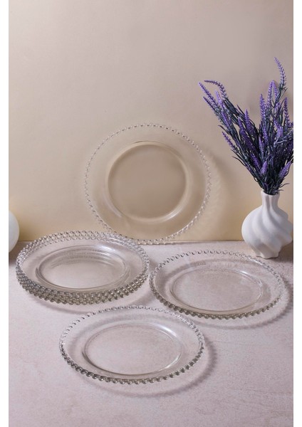 Boncukbağı 6'lı 20 cm Cam Pasta Tabağı