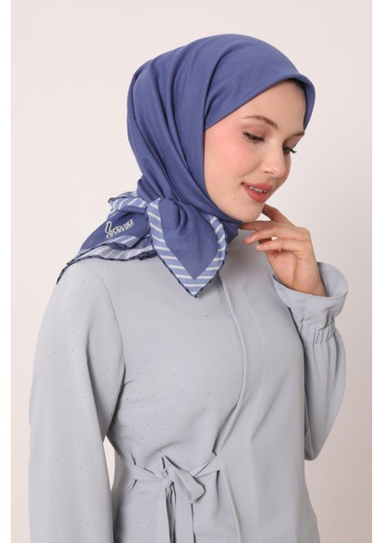 K.lacivert Çizgili Pamuk Eşarp modelleri