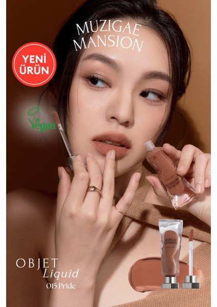 Gül Özlü, Kadife Bitiş Sunan, Nemlendirici ve Kalıcı Tint MUZIGAE MANSION Objet Liquid 015 Pride