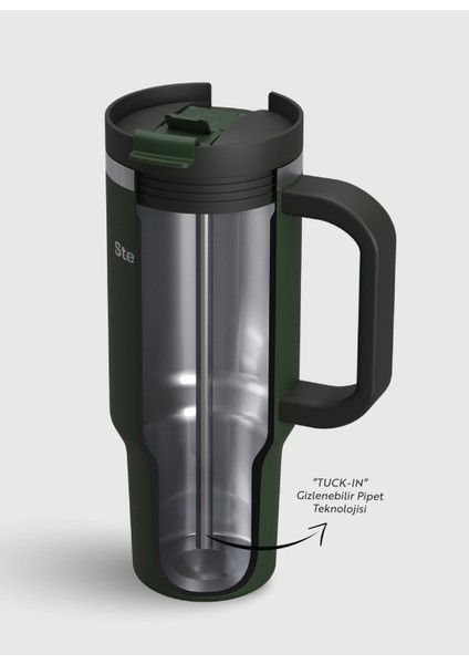 2 Moods Tuck-In Tumbler Sızdırmaz Çelik Termos 900 ml Green ST-237 indirimleri