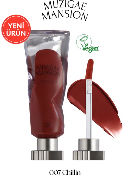 Gül Özlü, Kadife Bitiş Sunan, Nemlendirici ve Kalıcı Tint MUZIGAE MANSION Objet Liquid 007 Chillin