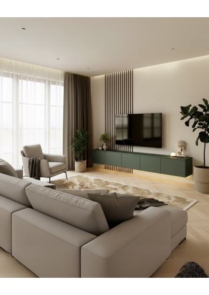 Parla Tv Ünitesi & Sehpası (Yeşil)