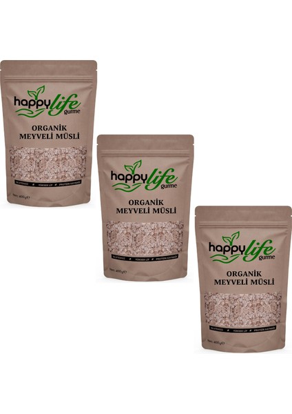 Happy Lıfe Organık Meyveli Musli 400GR x 3 Adet
