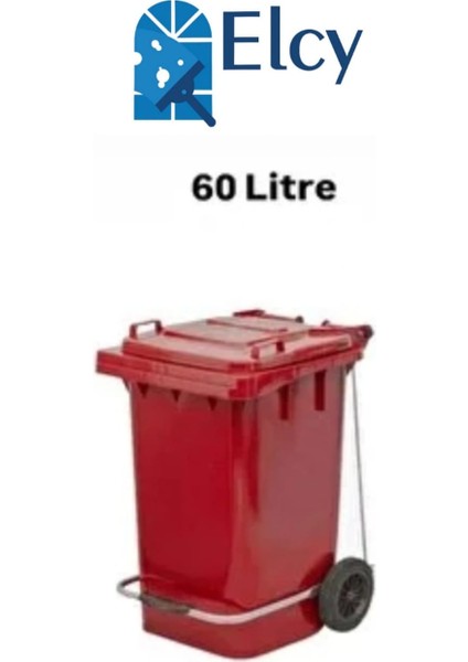 60 Lt Plastik Pedallı Çöp Konteyneri Kırmızı -Isıya Karşı Dayanıklı