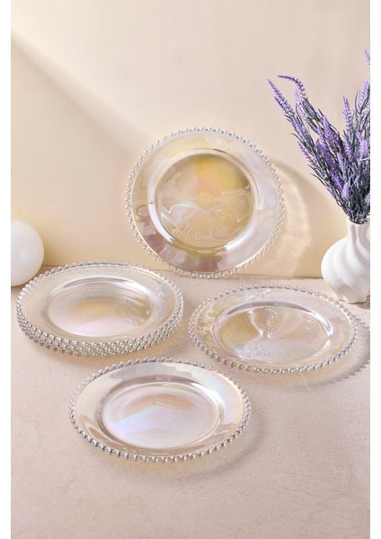 Boncukbağı Luster 6'lı 20 cm Cam Pasta Tabağı