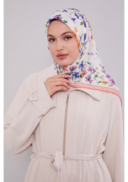 Yavruağzı Çiçek Dalı Desen Soft Eşarp modelleri