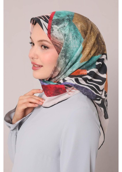 Pembe Zebra Desen Pamuk Eşarp