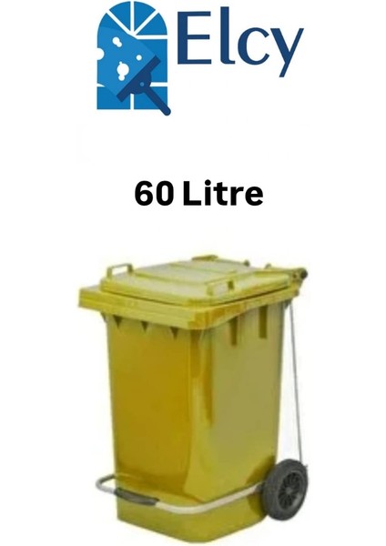60 Lt Plastik Pedallı Çöp Konteyneri Sarı -Isıya Karşı Dayanıklı