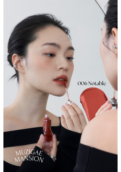 Gül Özlü, Kadife Bitiş Sunan, Nemlendirici ve Kalıcı Tint MUZIGAE MANSION Objet Liquid 006 Notable