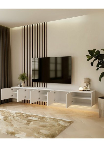 Parla Tv Ünitesi & Sehpası (Beyaz)