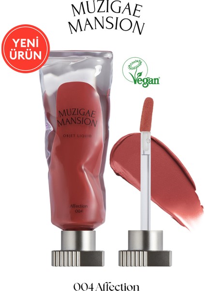 Gül Özlü, Kadife Bitiş Sunan, Nemlendirici ve Kalıcı Tint MUZIGAE MANSION Objet Liquid 004 Affection