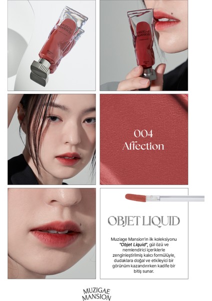 Gül Özlü, Kadife Bitiş Sunan, Nemlendirici ve Kalıcı Tint MUZIGAE MANSION Objet Liquid 004 Affection fiyatları
