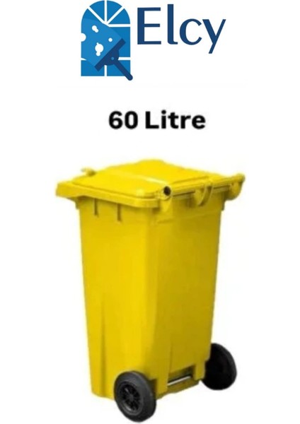 60 Lt Plastik Çöp Konteyneri Sarı -Isıya Karşı Dayanıklı