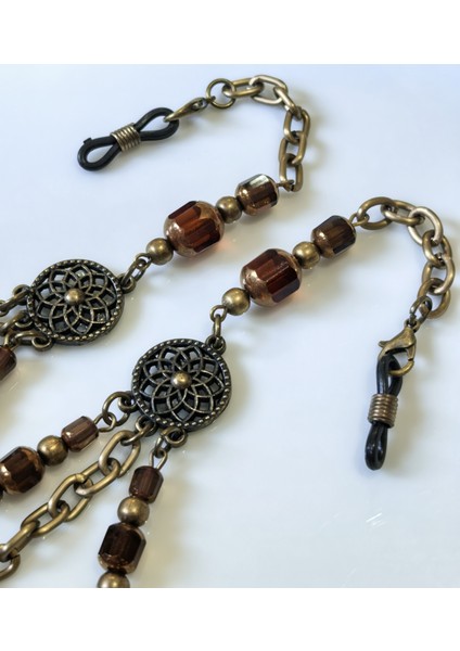 Otantik Gözlük Zinciri Antik Altın Rengi Zincirli Sallantılı Gerçek Kristal Taşlı fiyatları