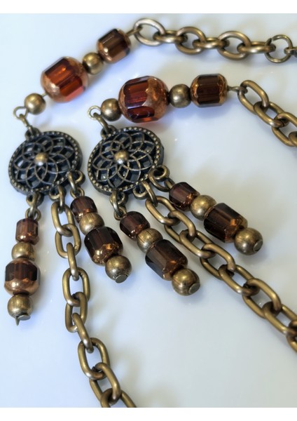 Otantik Gözlük Zinciri Antik Altın Rengi Zincirli Sallantılı Gerçek Kristal Taşlı modelleri