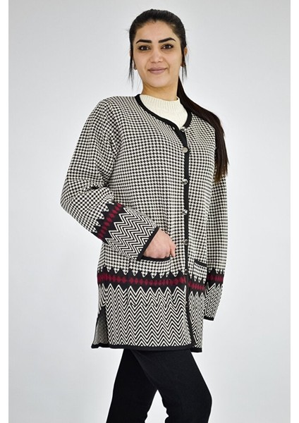 Sıfır Yaka Kaz Ayağa Desenli Ceket fiyatları