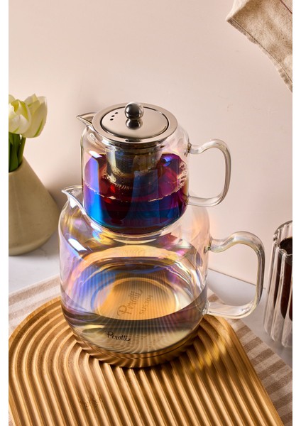 Elena Luster Indüksiyon Tabanlı Borosilikat Cam Çaydanlık Takımı 500 ml Demlik 1800 ml Suluk fiyatları