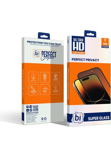 Bi 2,5d Prıvacy Super Glass IPHONE 17 Pro Ekran Koruyucu