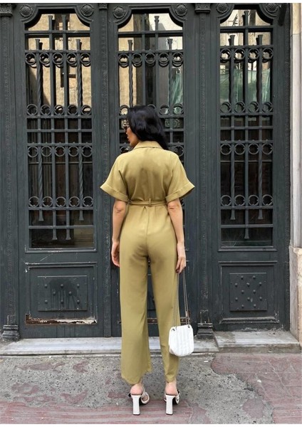 Keten Tulum Bel Bağlama Detaylı - Yeşil fiyatları