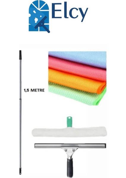 Cam Temizlik Seti Duş- Cam- Pencere- Ayna Cam Sileceği 35 cm Çekçek Peluş 4'lü Cam Bezi