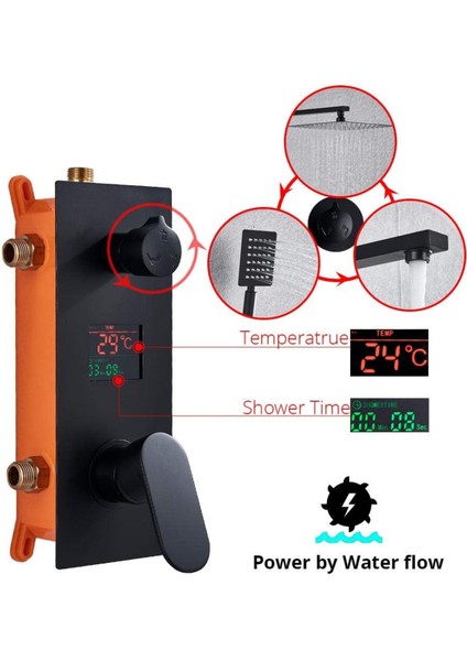 Dijital Sıcaklık LED Ekran Duş Seti Ankastre Mat Siyah 3 Yollu Model Sıva Altı Dahil 7 Yıl Garantili fiyatları