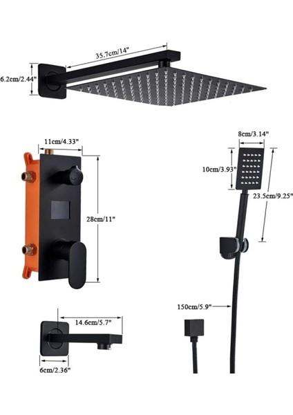 Dijital Sıcaklık LED Ekran Duş Seti Ankastre Mat Siyah 3 Yollu Model Sıva Altı Dahil 7 Yıl Garantili fırsatları