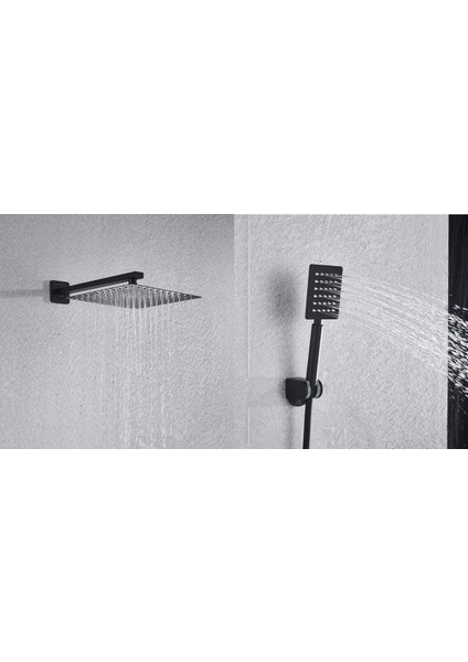 Dijital Sıcaklık LED Ekran Duş Seti Ankastre Mat Siyah 3 Yollu Model Sıva Altı Dahil 7 Yıl Garantili