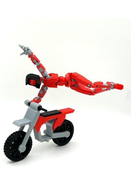 Rally Motosikletli Dummy Figür – 3D Baskı Hareketli Koleksiyon ve Dekor Modeli