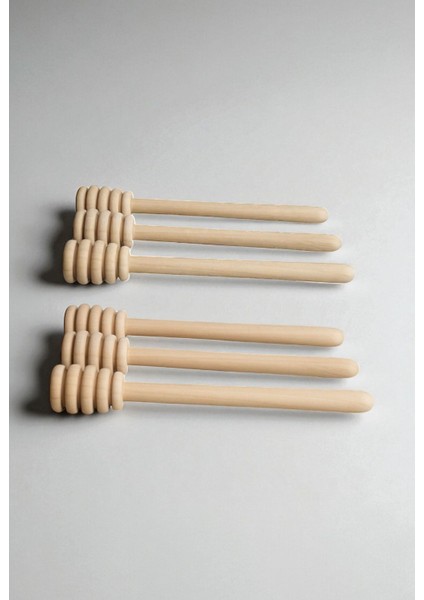 6 Adet Ahşap Bal Kaşığı Tekli Bal Servis Aparatı 14CM