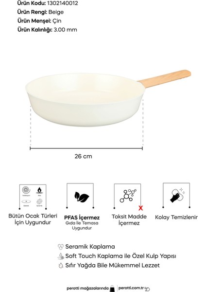 Danish Cook Beige Indüksiyon Tabanlı Tava 26 cm fiyatları