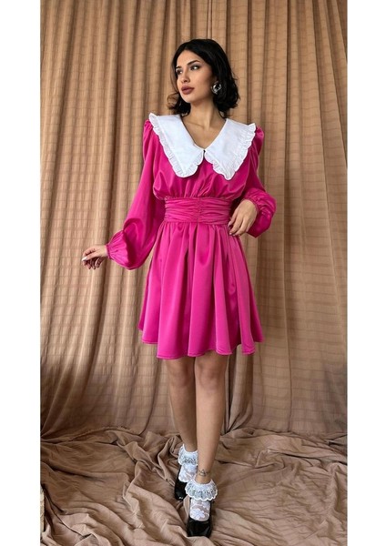 Fuşya Bebe Yakalı Elbise fiyatları