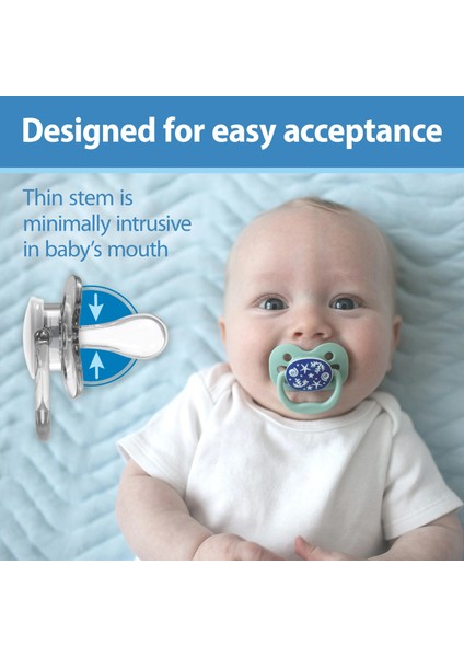 Dr. Brown’s™ Advantage™ Karanlıkta Parlayan Yalancı Emzik Mavi Okyanus,- 1. Evre fırsatları