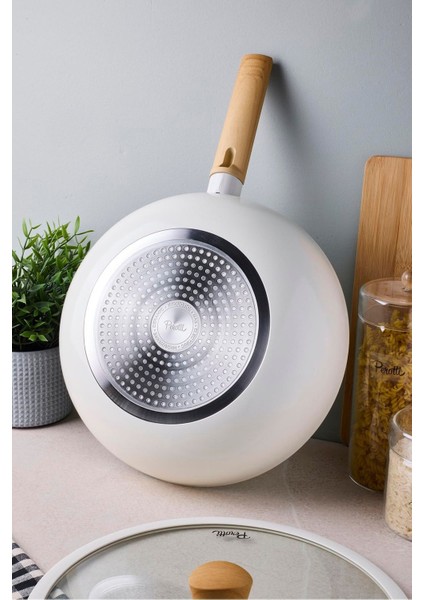 Danish Cook Beige Indüksiyon Tabanlı Kapaklı Wok Tava 30 cm modelleri