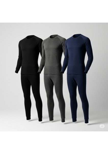 |3'adet 3 ' Renk Termal Kışlık Erkek Pamuklutakım( Lacivert Siyah Anrasit)