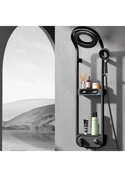 Dijital LED Ekran ve Termostatlı Robot Duş Seti Siyah Lüx Şelale Yağmur Duş Sistemi 7 Yıl Garantili Ithal fiyatları