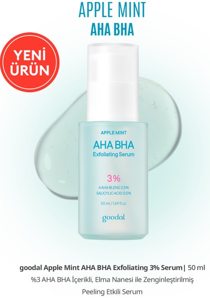 %3 Aha Bha & Elma Nanesi Içerikli Peeling Etkili Serum Goodal Applemint Aha Bha 3% Exfoliating Serum