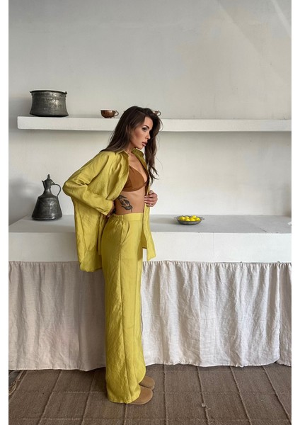 Gömlek-Pantolon Takım Cupra Kumaş - Yağ Yeşili fırsatları