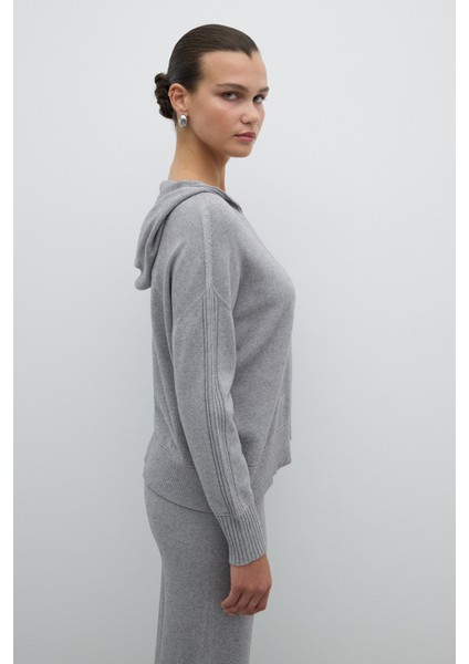 Kapüşonlu Triko Açık Gri K2671013_056 modelleri