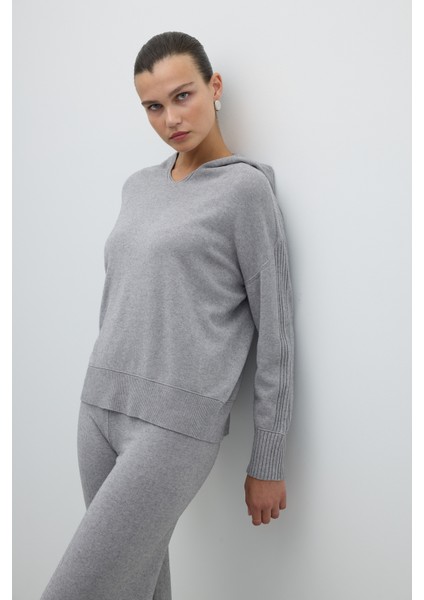 Kapüşonlu Triko Açık Gri K2671013_056 fırsatları