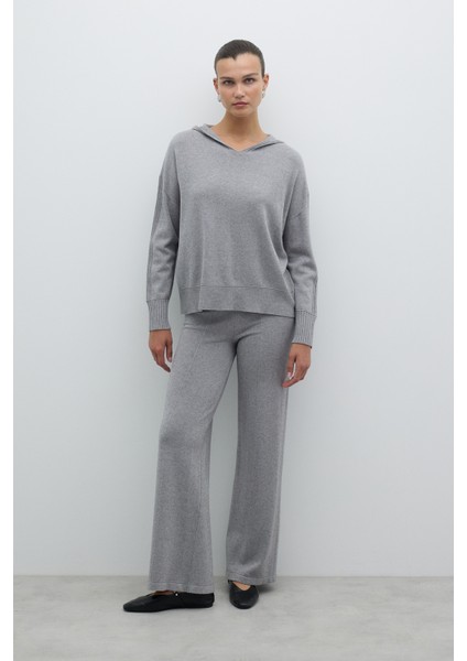 Kapüşonlu Triko Açık Gri K2671013_056 indirimleri