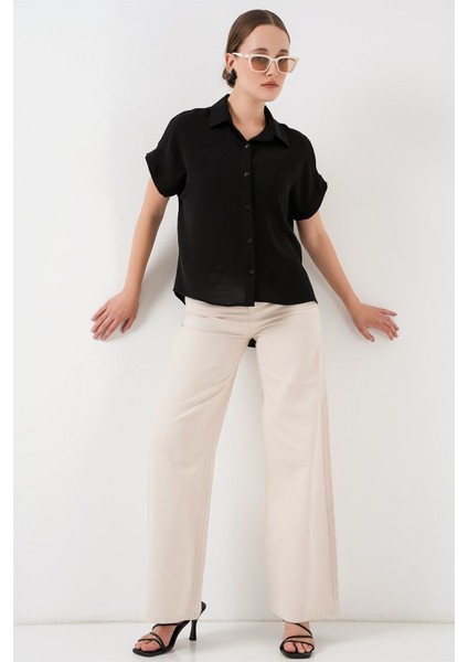 Oversize Kısa Kol Gömlek 20322 - Siyah fiyatları
