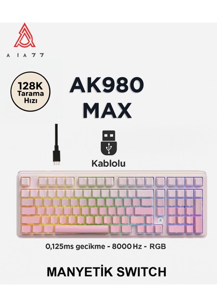 AK980 Max He Manyetik Switch Klavye- 128K Tarama HIZI-0.125 Ms Ultra Düşük GECIKME-8000 Hz