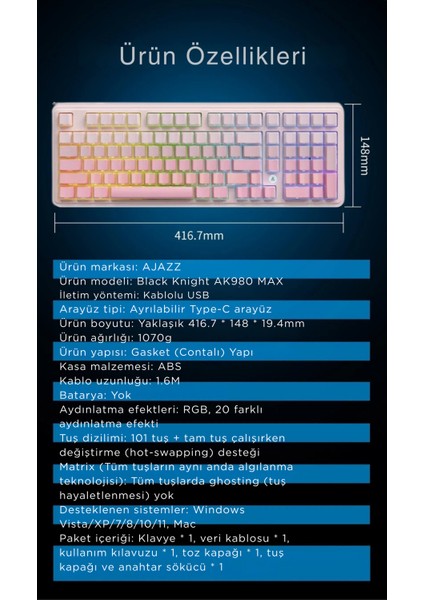 AK980 Max He Manyetik Switch Klavye- 128K Tarama HIZI-0.125 Ms Ultra Düşük GECIKME-8000 Hz indirimleri