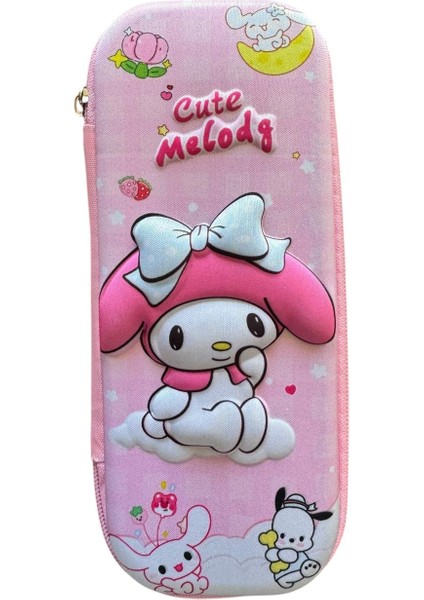 Kalem Kutusu Sanrio My Melody 3D Kabartmalı Kalemlik Sert Kapaklı Fermuarlı 2 Bölmeli