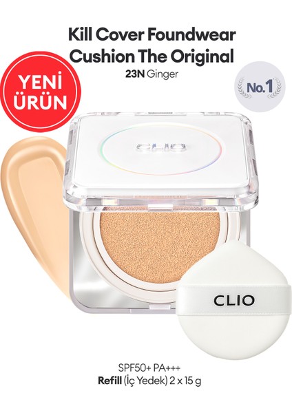 Mat Bitişli Kill Cover Founwear Cushion The Original + Refill (23N Ginger) SPF50+ Pa+++