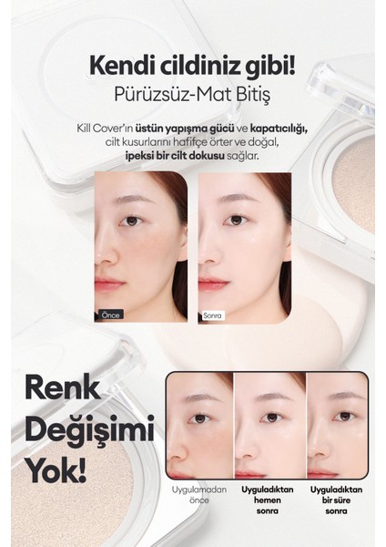 Mat Bitişli Kill Cover Founwear Cushion The Original + Refill (21N Linen) SPF50+ Pa+++ fırsatları