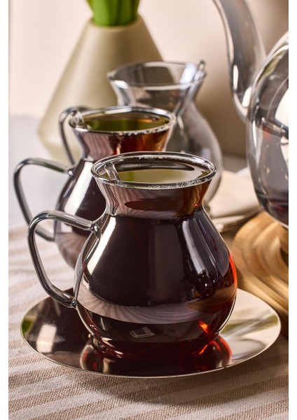 Keyf-I Ala Füme Premium 20 Parça Indüksiyon Tabanlı Borosilikat Çay Seti fiyatları