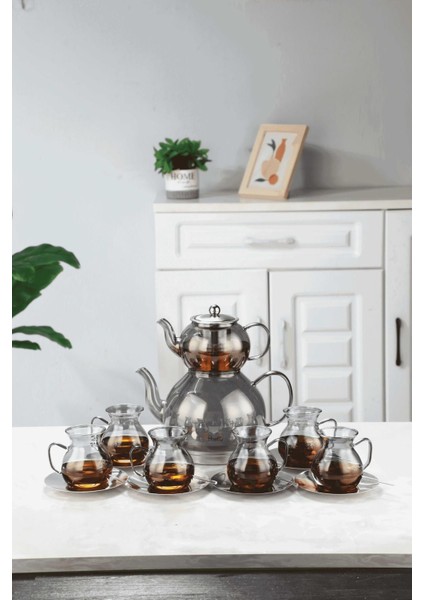 Keyf-I Ala Füme Premium 20 Parça Indüksiyon Tabanlı Borosilikat Çay Seti fırsatları